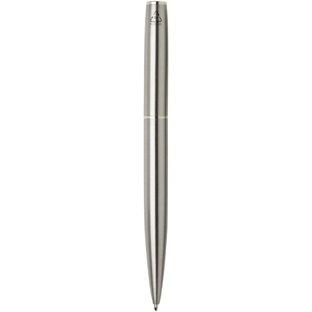 Didimis recycled stainless steel ballpoint and rollerball pen set (black ink) – Silver back view