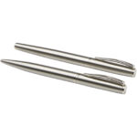 Didimis recycled stainless steel ballpoint and rollerball pen set (black ink) – Silver extra view