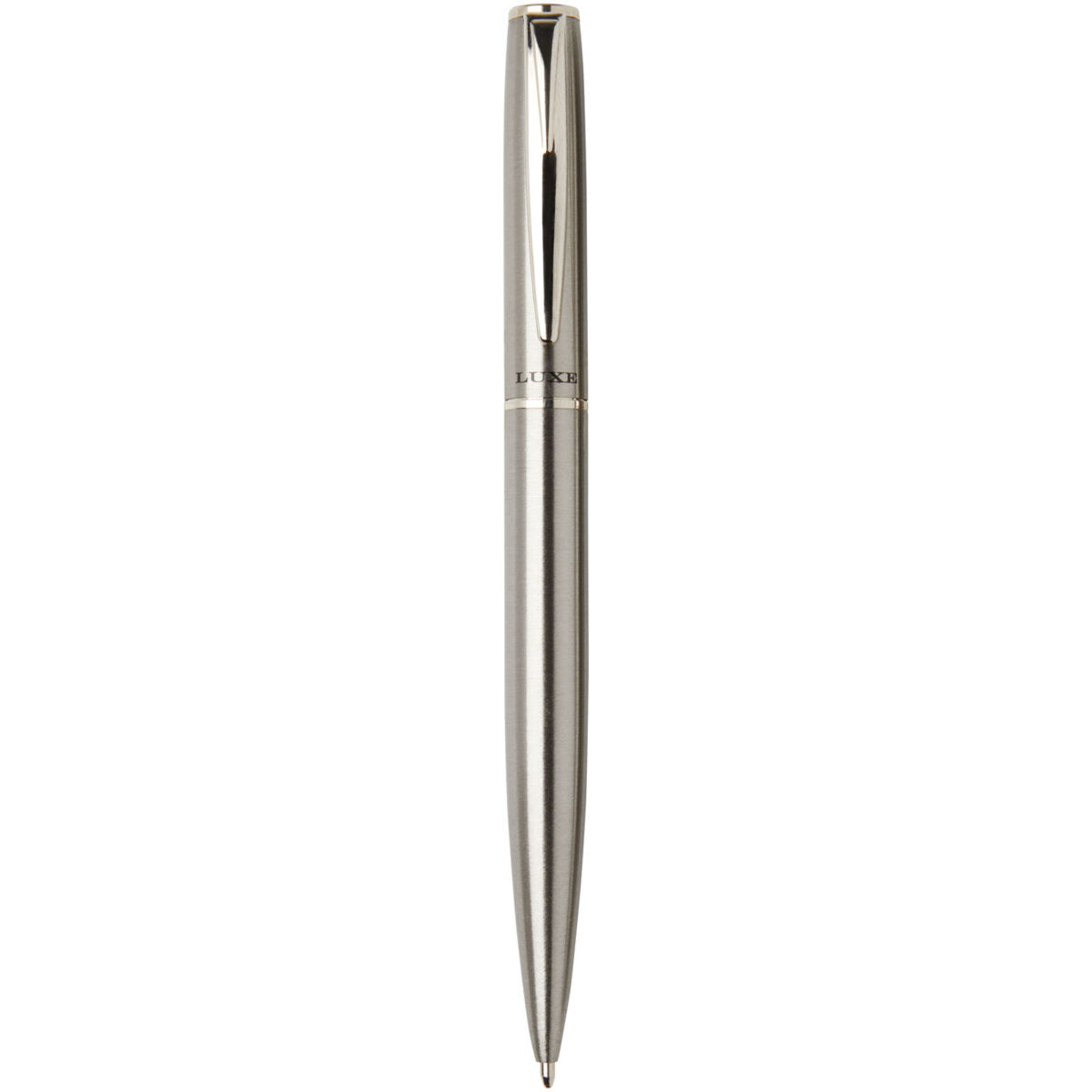Didimis recycled stainless steel ballpoint and rollerball pen set (black ink) – Silver front view