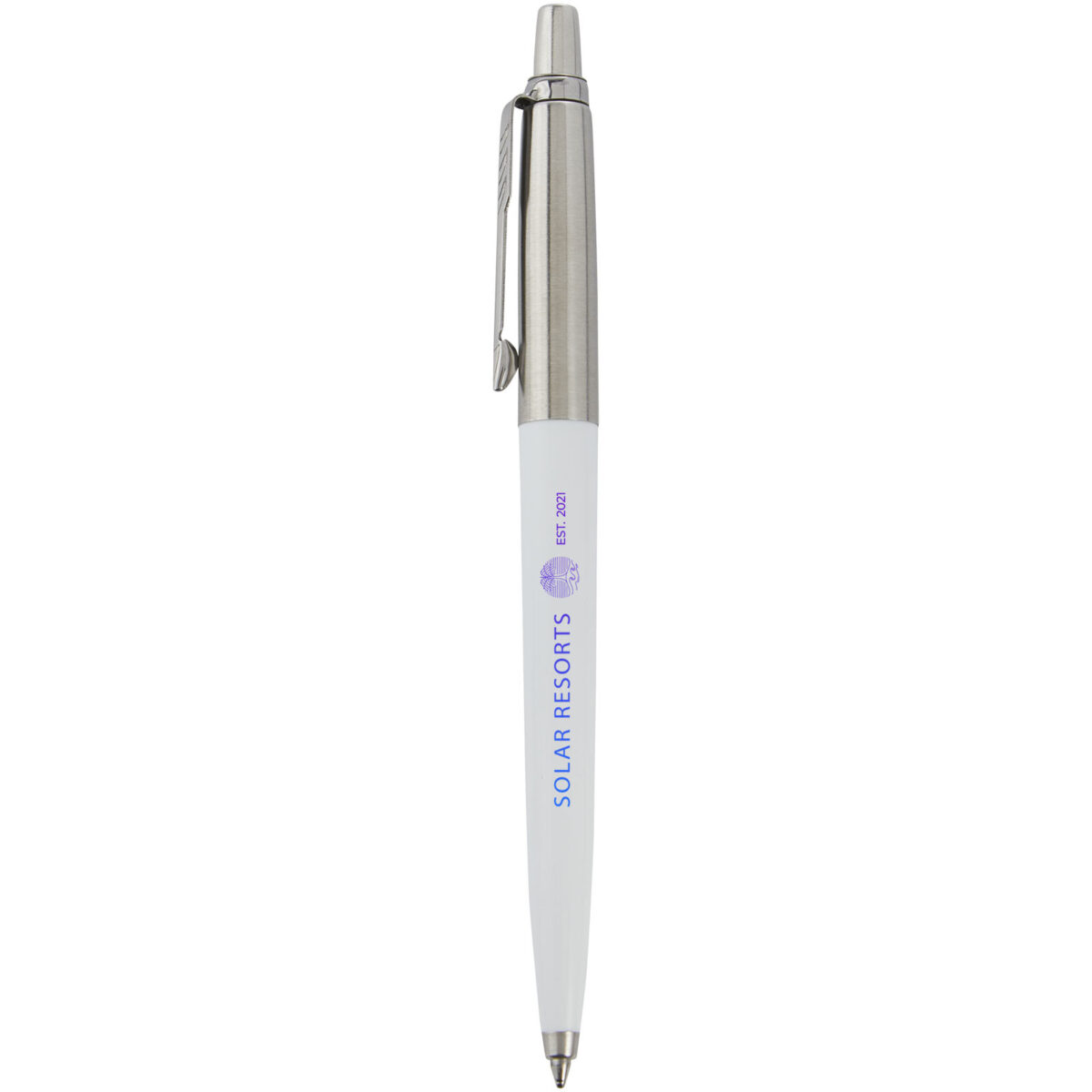 Parker Jotter Recycled ballpoint pen (black ink) – White with logo