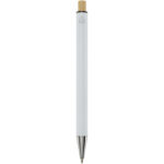 Cyrus recycled aluminium ballpoint pen (blue ink) – White back view