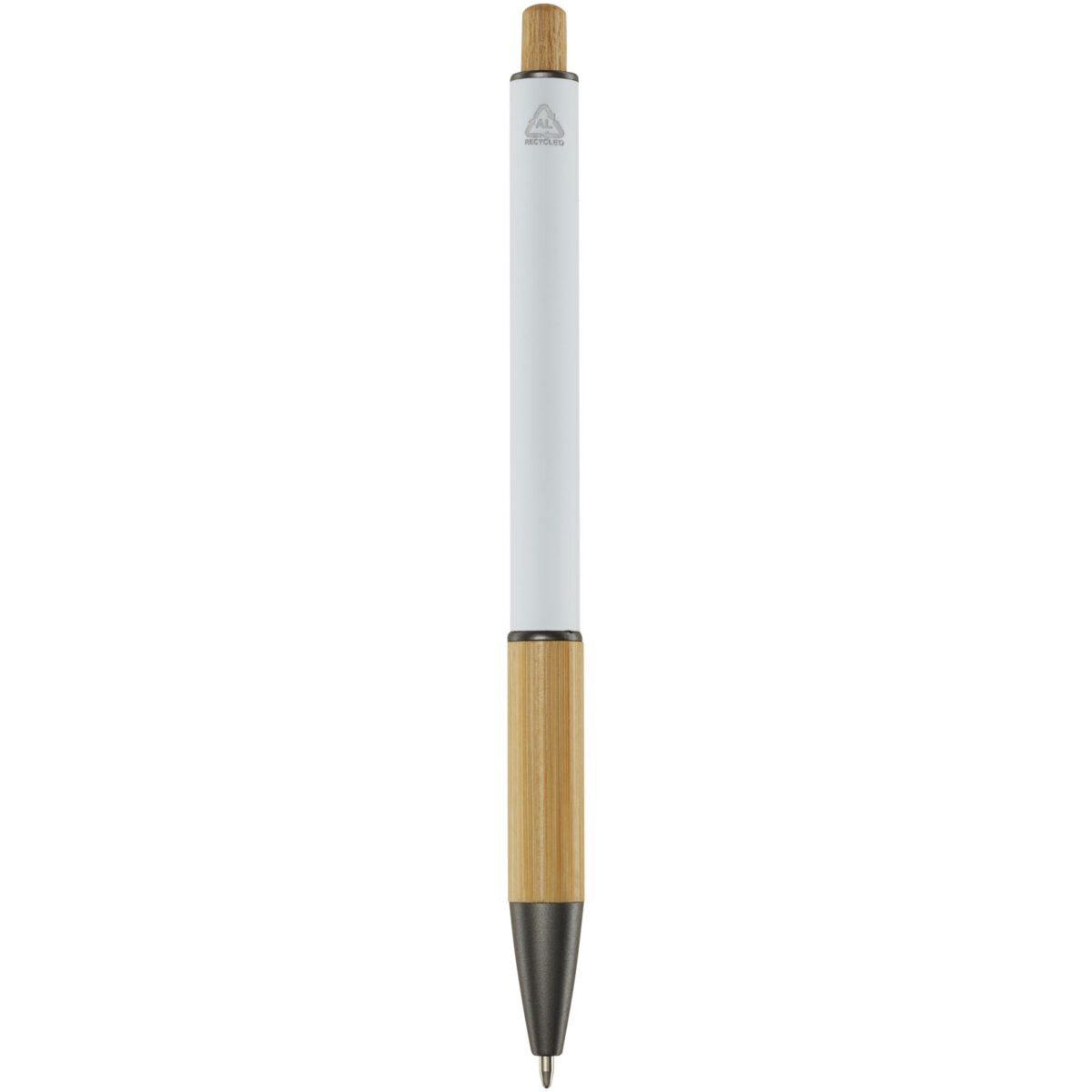 Darius recycled aluminium ballpoint pen (blue ink) – White back view