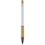 Darius recycled aluminium ballpoint pen (blue ink) – White back view