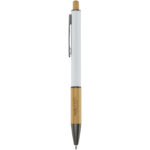 Darius recycled aluminium ballpoint pen (black ink) – White with logo