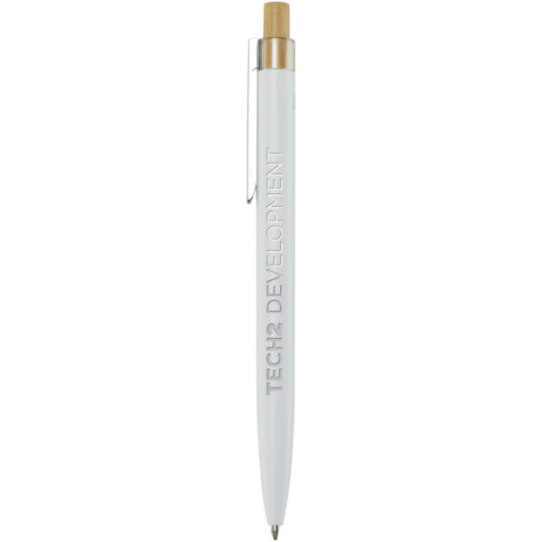 Nooshin recycled aluminium ballpoint pen (black ink) – White with logo