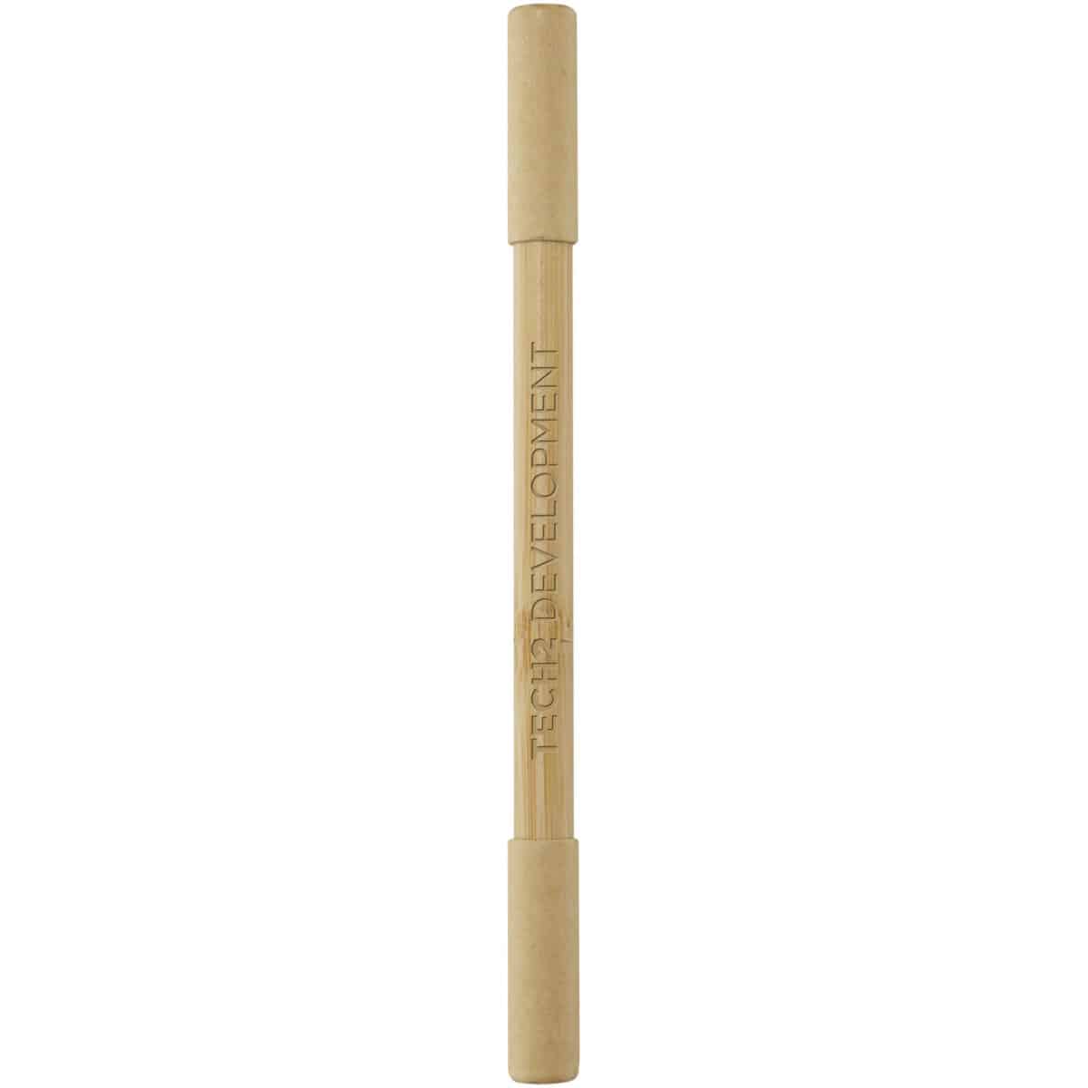 Samambu bamboo duo pen (blue ink) – Natural with logo