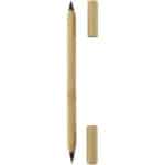 Samambu bamboo duo pen (blue ink) – Natural front view