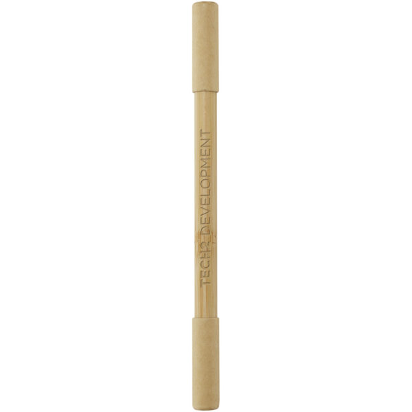Samambu bamboo duo pen (black ink) – Natural with logo