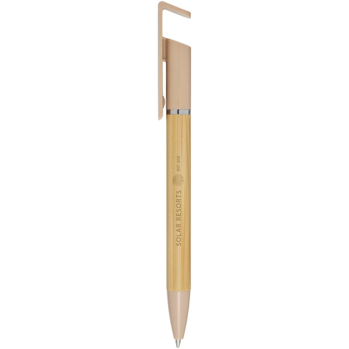 Delfina phone holder pen (blue ink) – Oatmeal with logo