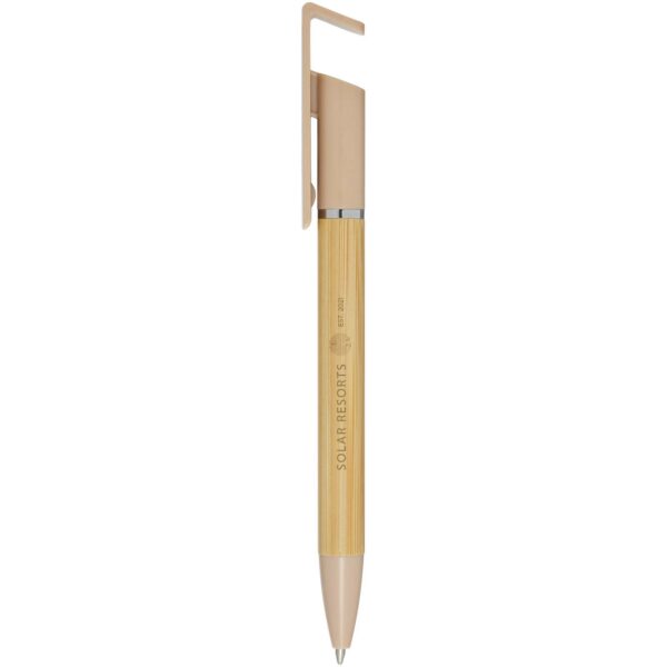 Delfina phone holder pen (blue ink) – Oatmeal with logo