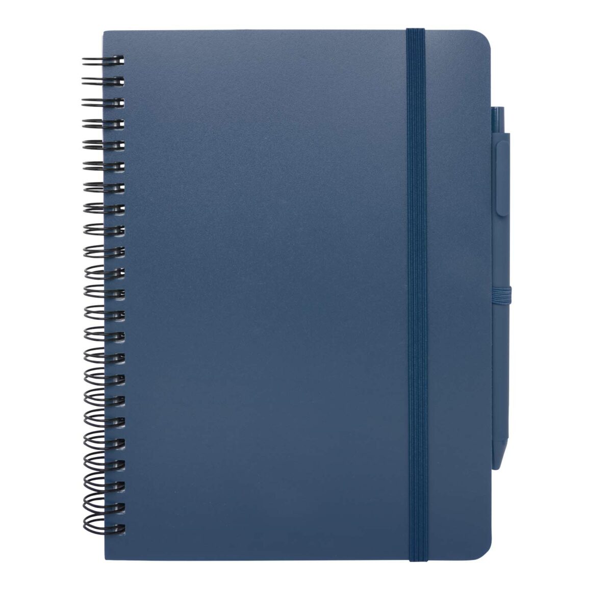 Thalaasa A5 ocean-bound hard cover notebook with ballpoint pen (black ink) – Ocean blue front view