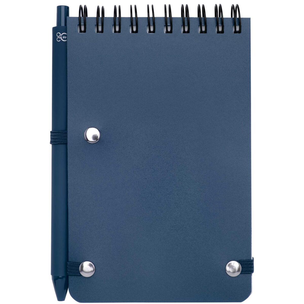 Thalaasa A6 hard cover ocean-bound notebook with ballpoint pen (black ink) – Ocean blue back view
