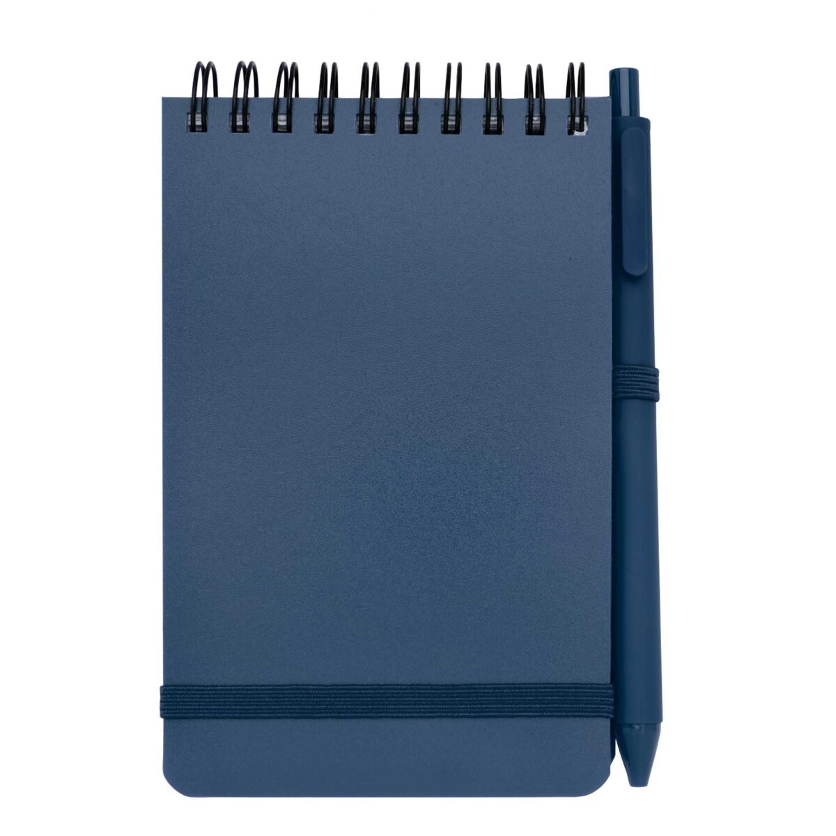Thalaasa A6 hard cover ocean-bound notebook with ballpoint pen (black ink) – Ocean blue front view