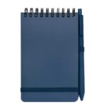 Thalaasa A6 hard cover ocean-bound notebook with ballpoint pen (black ink) – Ocean blue front view