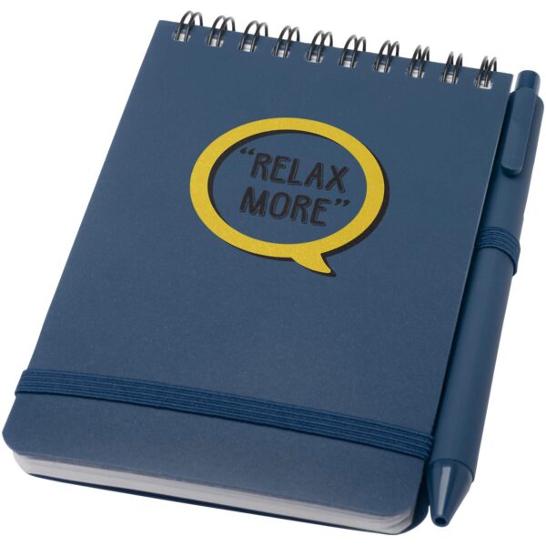 Thalaasa A6 hard cover ocean-bound notebook with ballpoint pen (black ink) – Ocean blue with logo