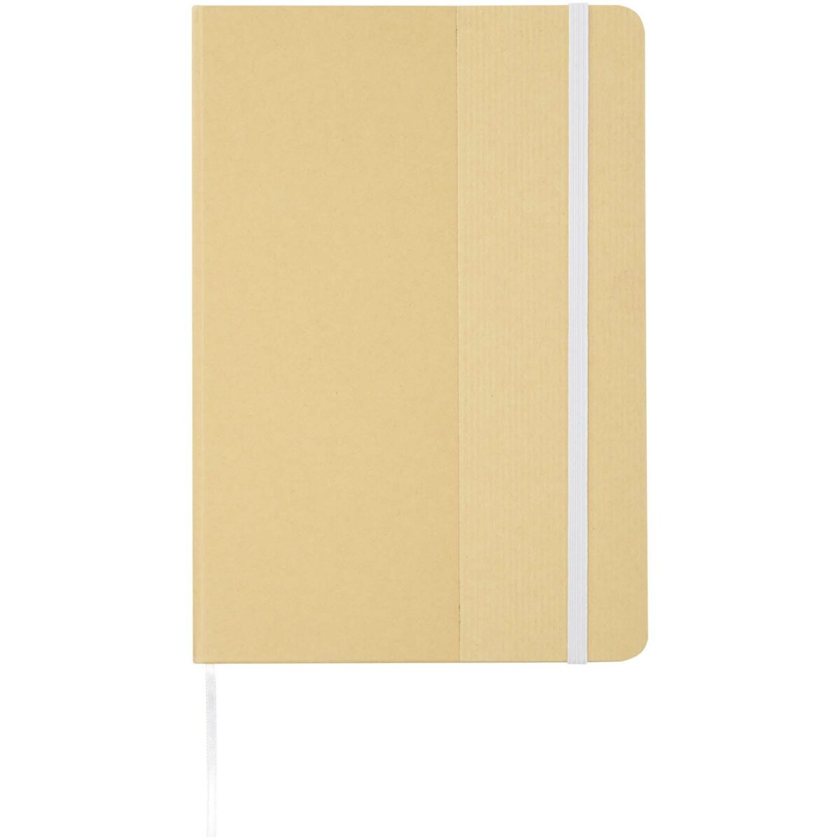 Nelida A5 recycled cardboard hard cover notebook – White front view