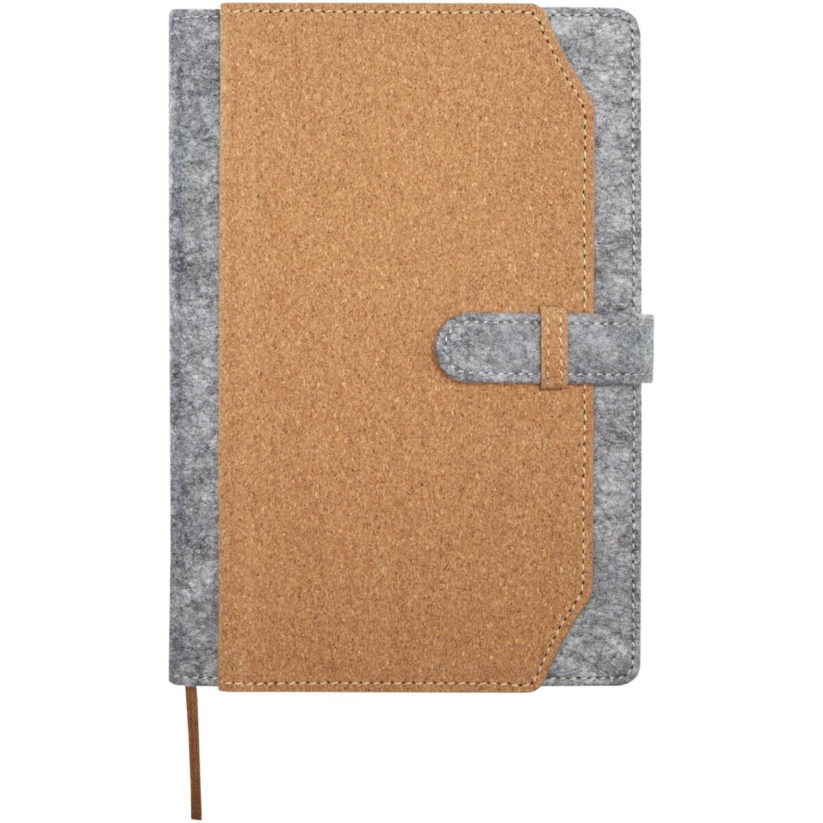 Viviana A5 recycled felt and cork notebook – Natural front view