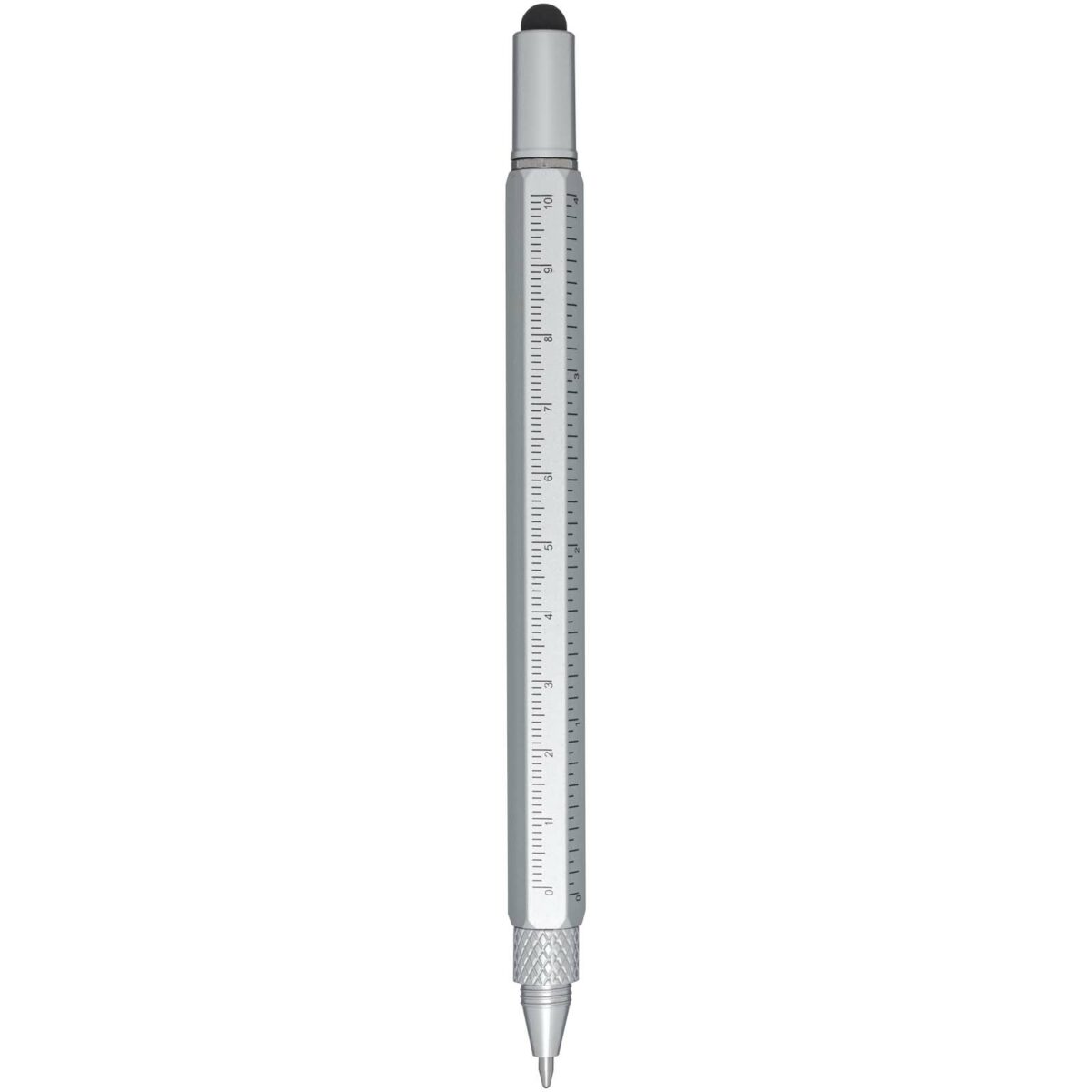 Dora recycled aluminium multifunctional pen (black ink) – Silver back view