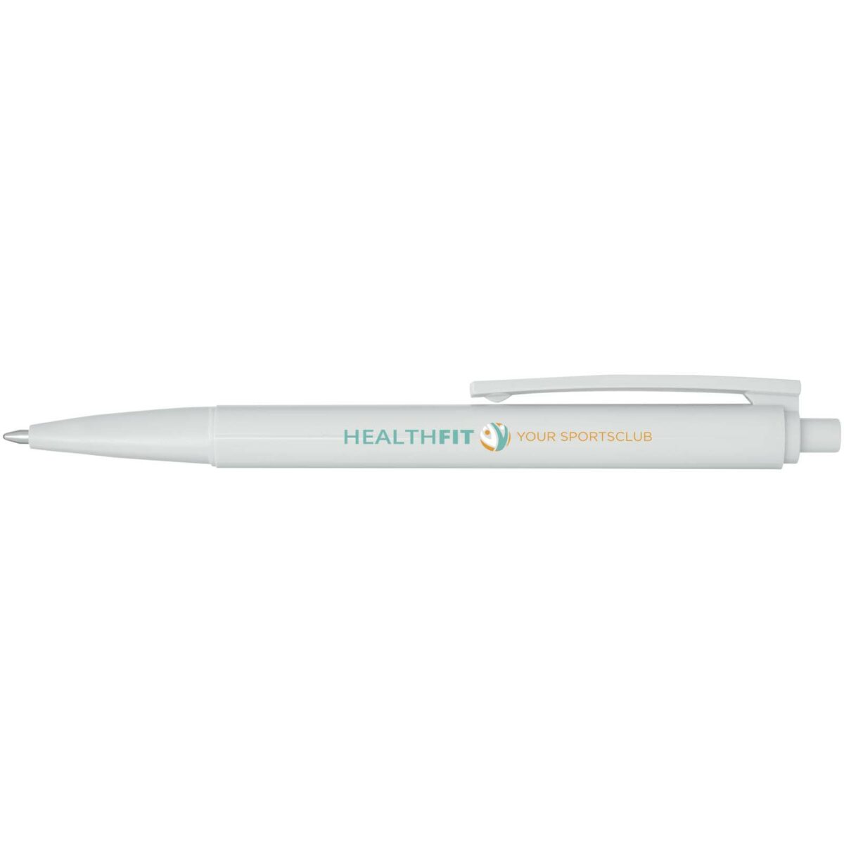 Elsa recycled plastic ballpoint pen (black ink) – White with logo