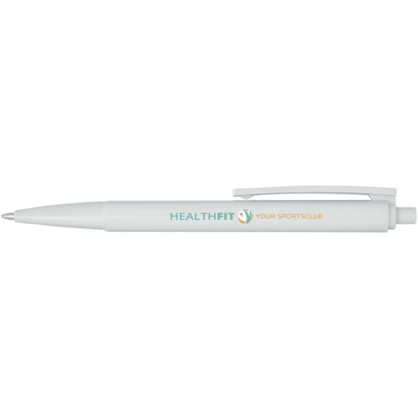 Elsa recycled plastic ballpoint pen (black ink) – White with logo
