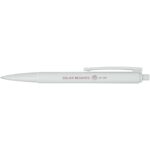 Elsa recycled plastic ballpoint pen (blue ink) – White with logo