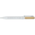 Blanca recycled aluminium ballpoint pen (blue ink) – White with logo