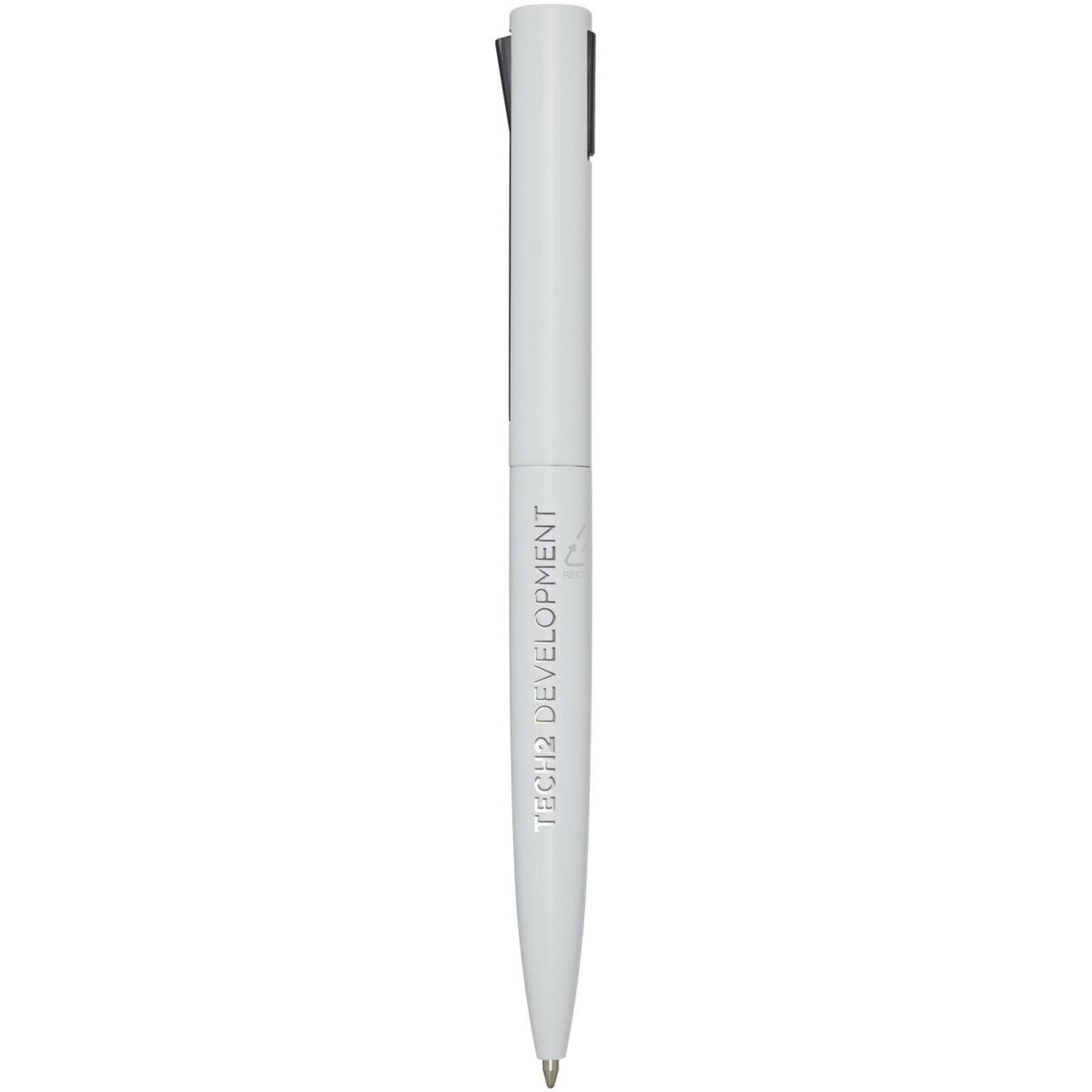 Juana recycled aluminium ballpoint pen (black ink) – White with logo
