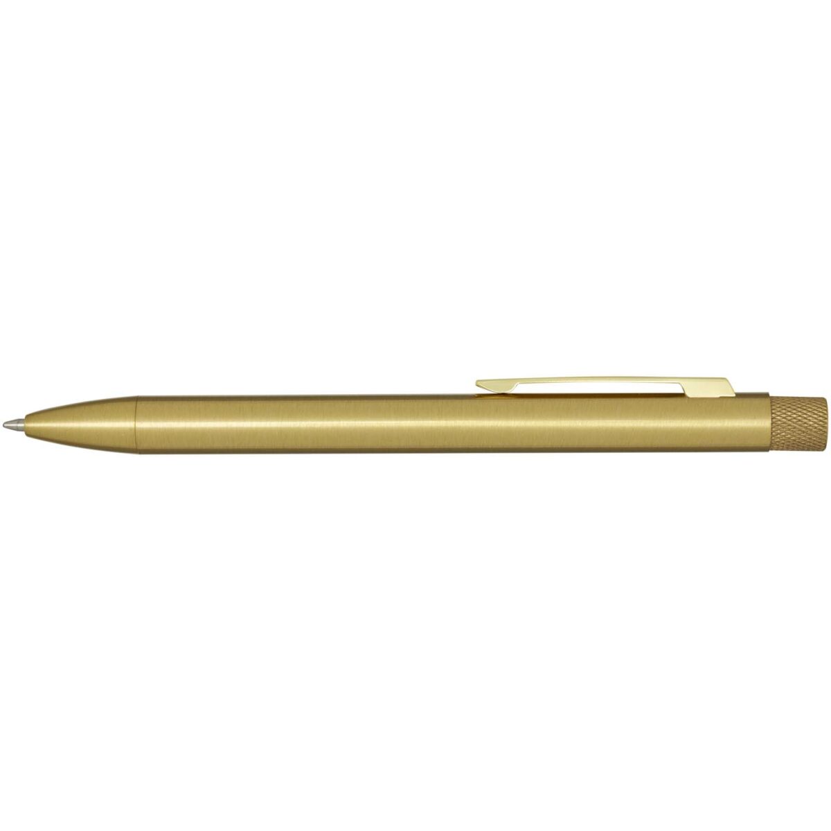 Beatriz recycled brass ballpoint pen (black ink) – Gold front view