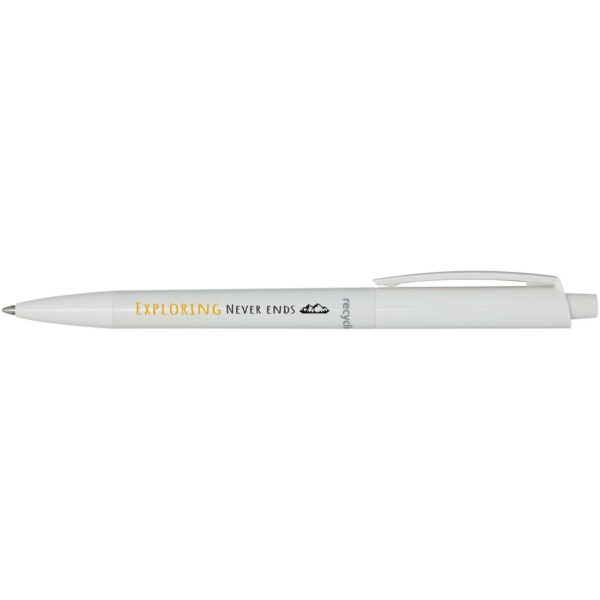 Martha recycled plastic ballpoint pen (black ink) – White with logo