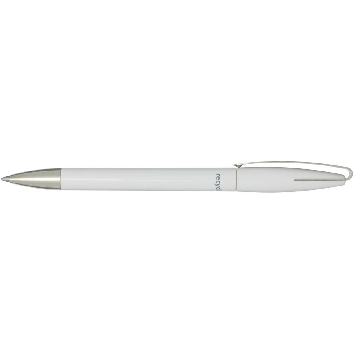 Ana recycled plastic ballpoint pen (blue ink) – White front view