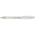 Ana recycled plastic ballpoint pen (blue ink) – White with logo