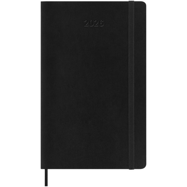 Moleskine soft cover 12 month L daily planner – Solid black front view