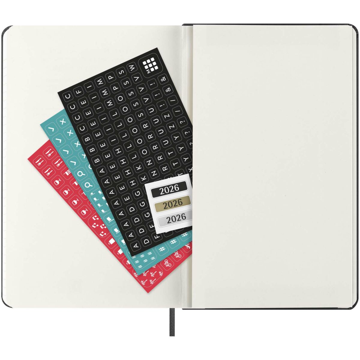 Moleskine horizontal hard cover 12 month L weekly planner – Solid black extra view