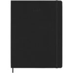 Moleskine hard cover 12 month XL weekly planner – Solid black front view