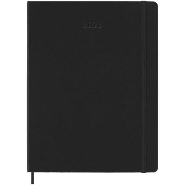 Moleskine hard cover 12 month XL weekly planner – Solid black front view