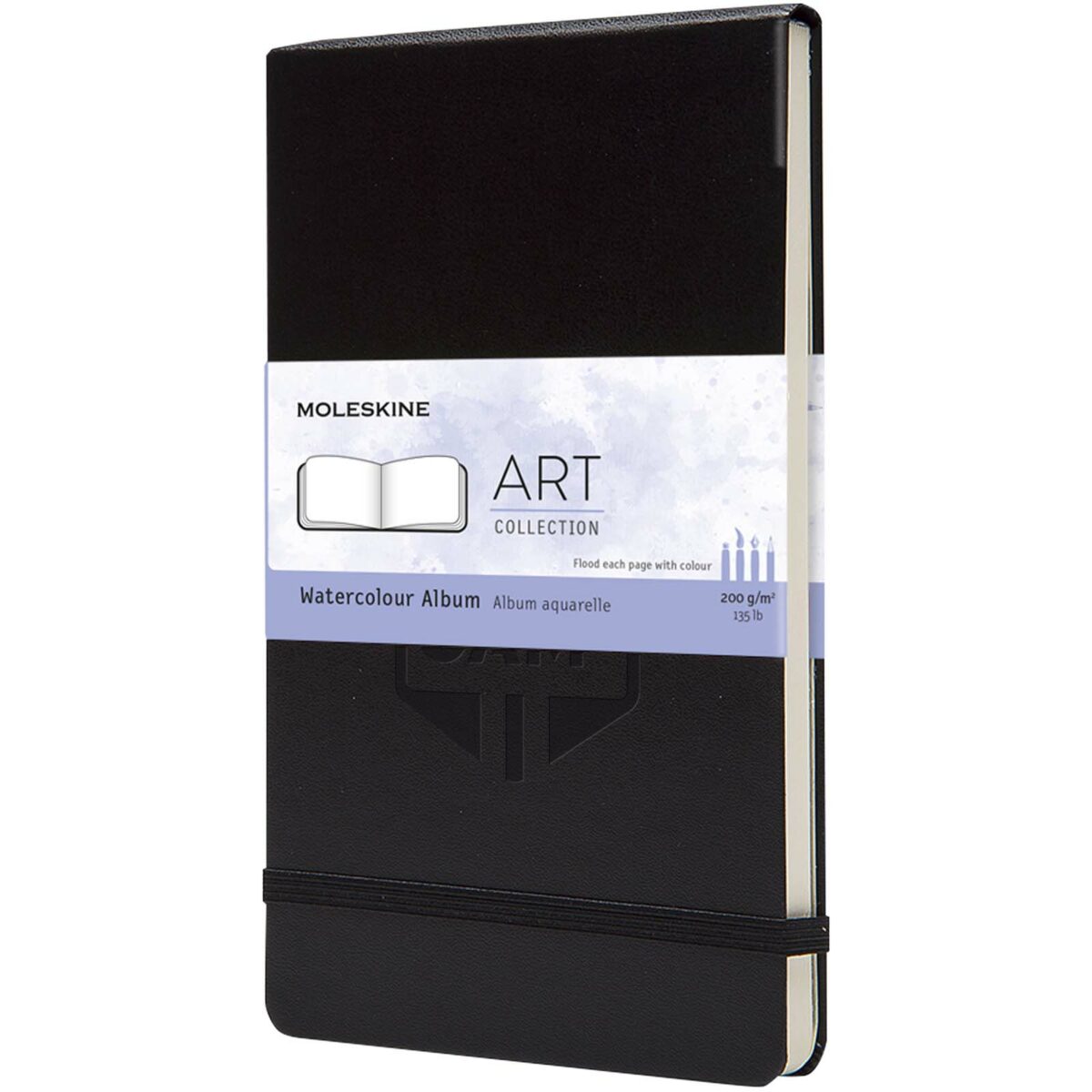 Moleskine large art water colour album – Solid black with logo