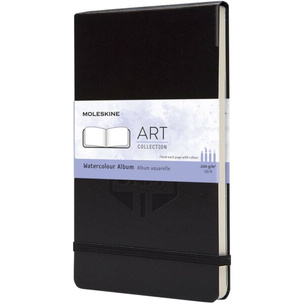 Moleskine large art water colour album – Solid black with logo