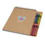 Doodle A5 spiral soft cover notebook and crayon set – Natural with logo