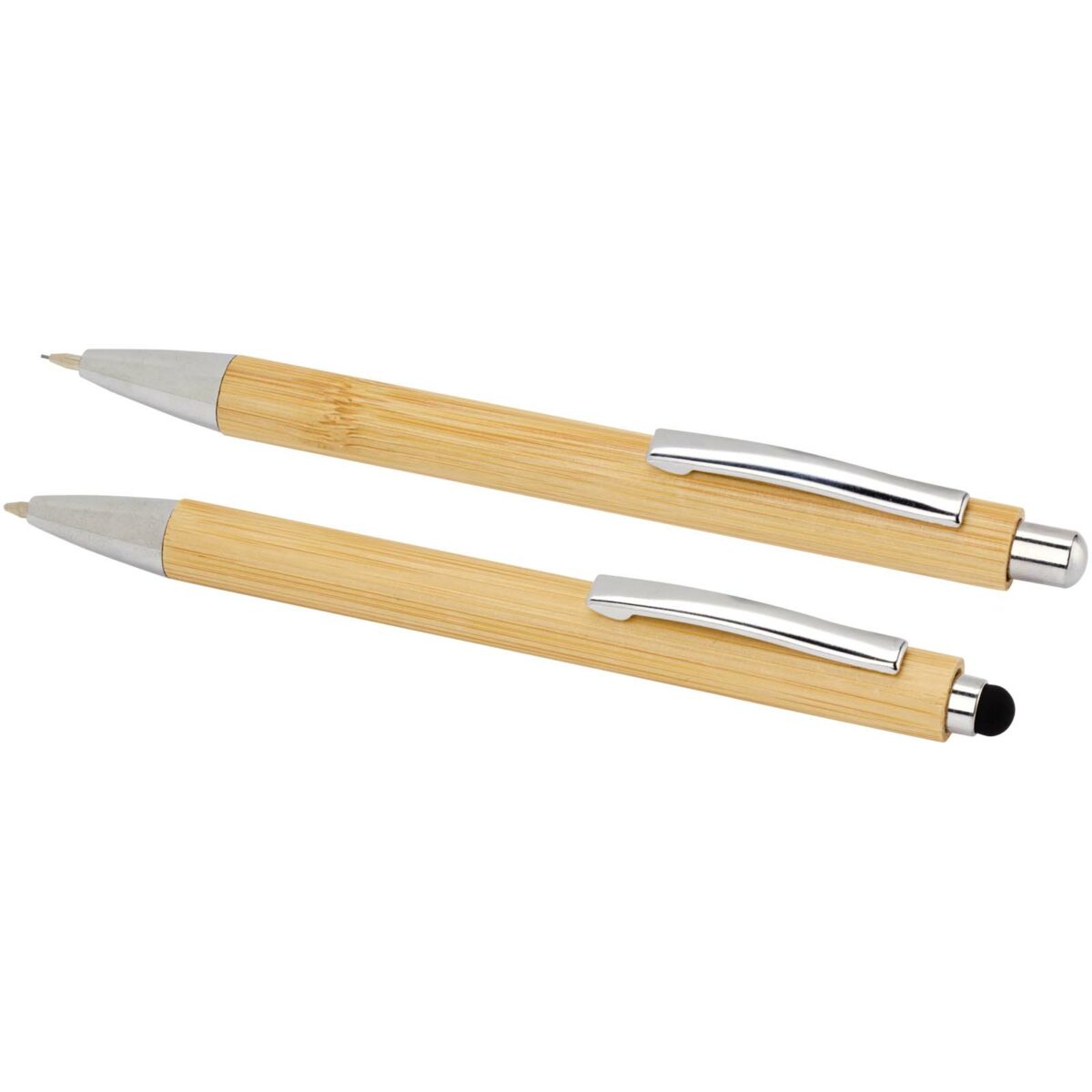 Oblys bamboo ballpoint pen and mechanical pencil set (black ink) – Natural extra view