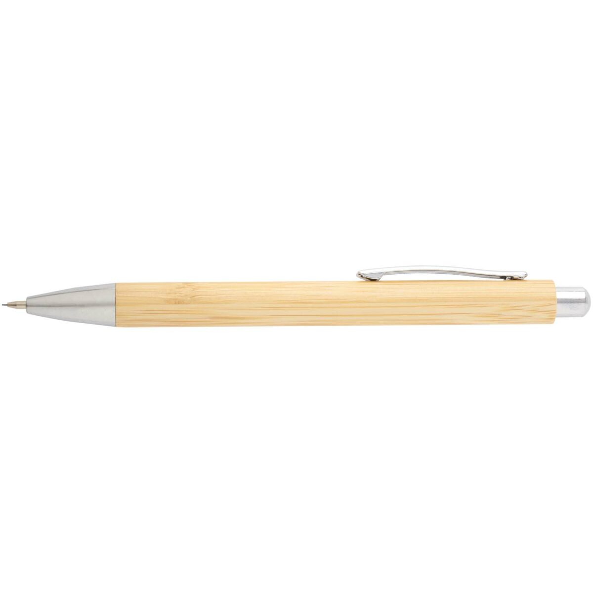 Oblys bamboo ballpoint pen and mechanical pencil set (black ink) – Natural front view
