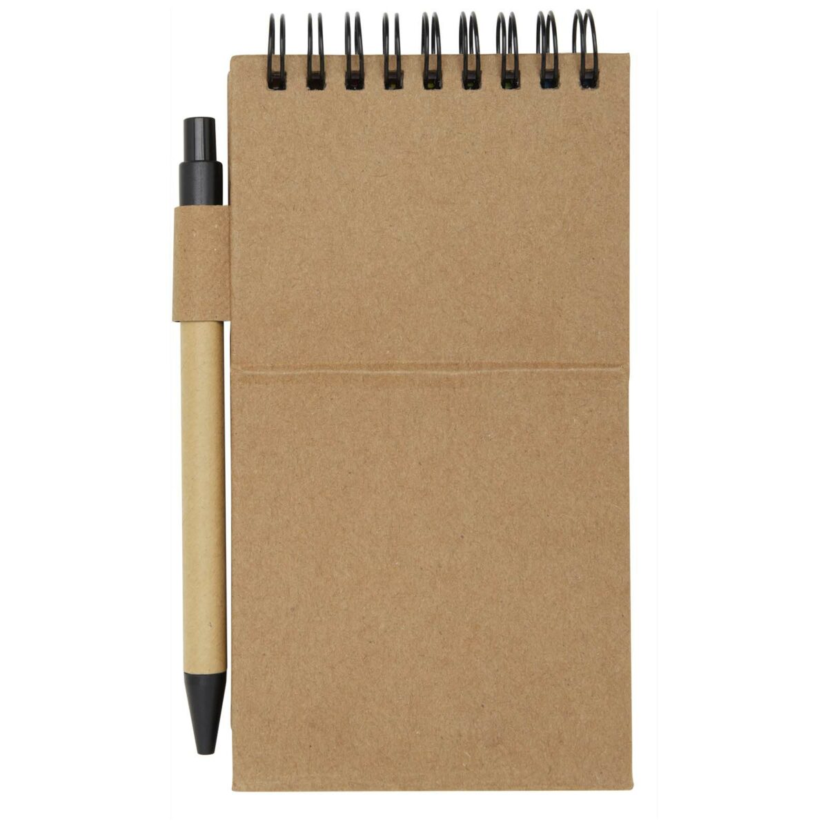 Flipper sticky notepad with ballpoint pen (black ink) – Natural back view