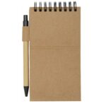 Flipper sticky notepad with ballpoint pen (black ink) – Natural back view