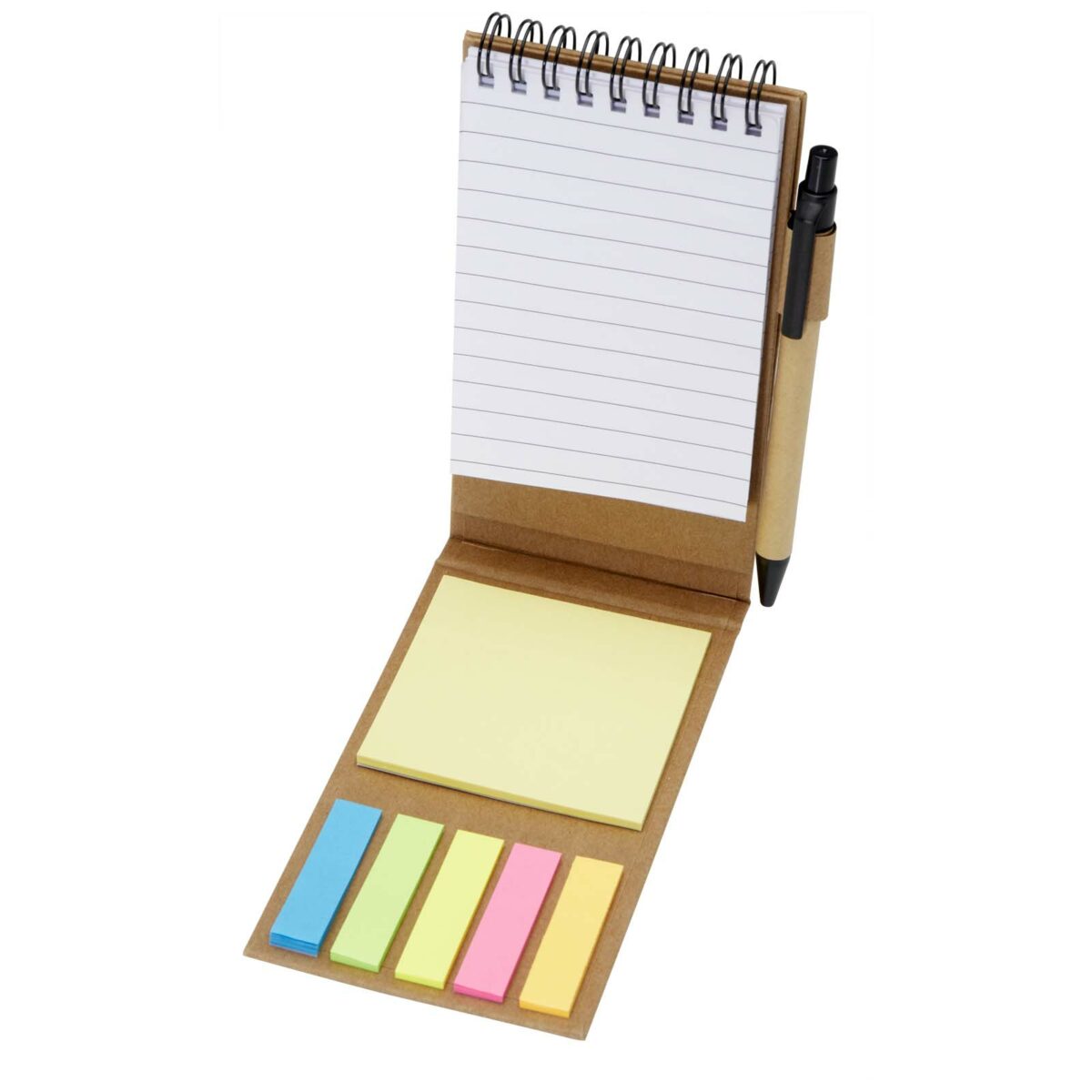 Flipper sticky notepad with ballpoint pen (black ink) – Natural extra view
