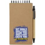 Flipper sticky notepad with ballpoint pen (black ink) – Natural with logo
