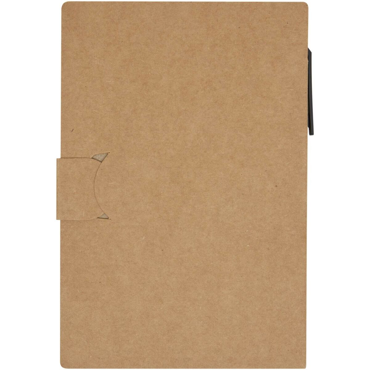 Swift sticky notes booklet with ballpoint pen (black ink) – Natural front view