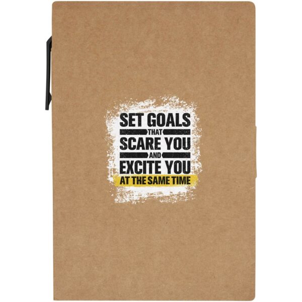 Swift sticky notes booklet with ballpoint pen (black ink) – Natural with logo