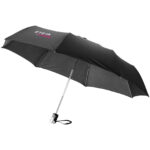 Alex 21.5" foldable auto open/close umbrella – Solid black with logo