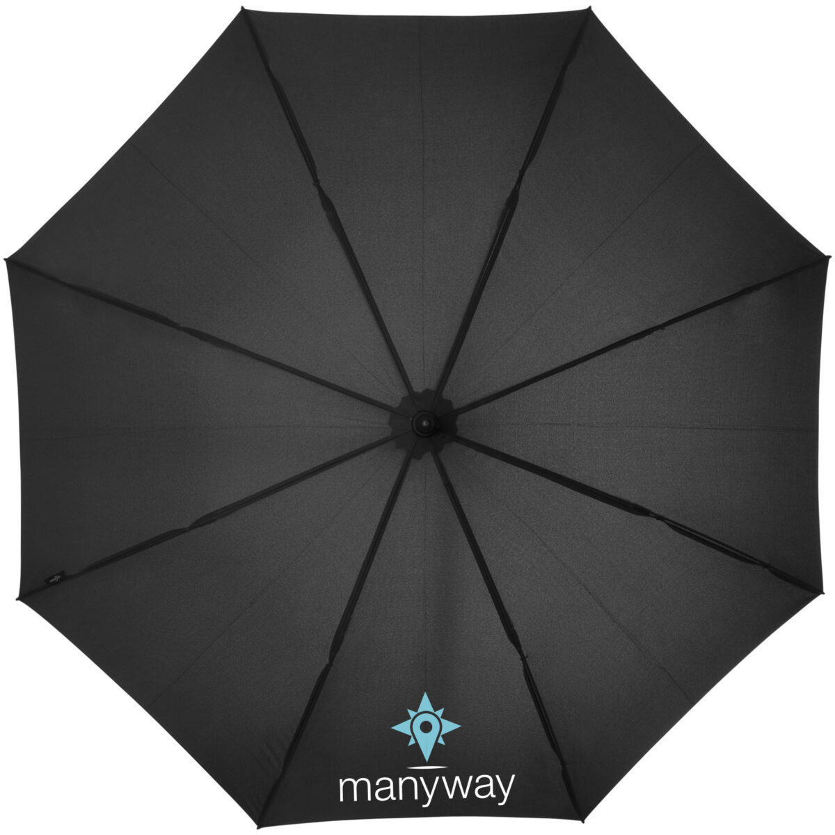 Noon 23" auto open windproof umbrella – Solid black with logo