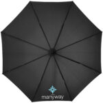 Noon 23" auto open windproof umbrella – Solid black with logo