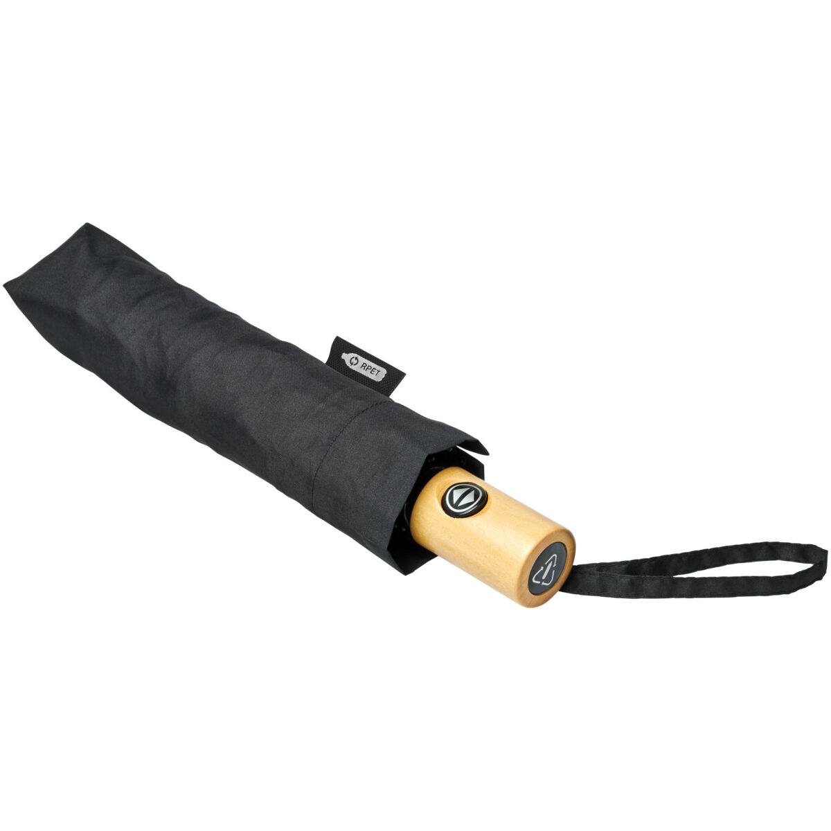 Bo 21" foldable auto open/close recycled PET umbrella – Solid black extra view